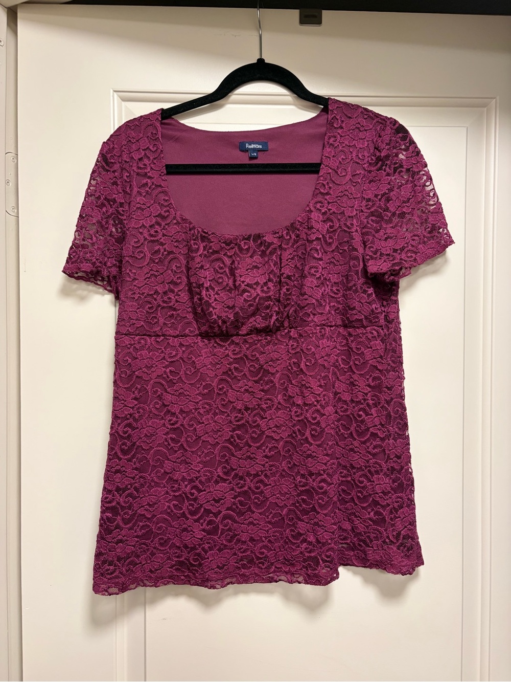 Reitmans Plum Lace Short-Sleeve Scoop Neck Top